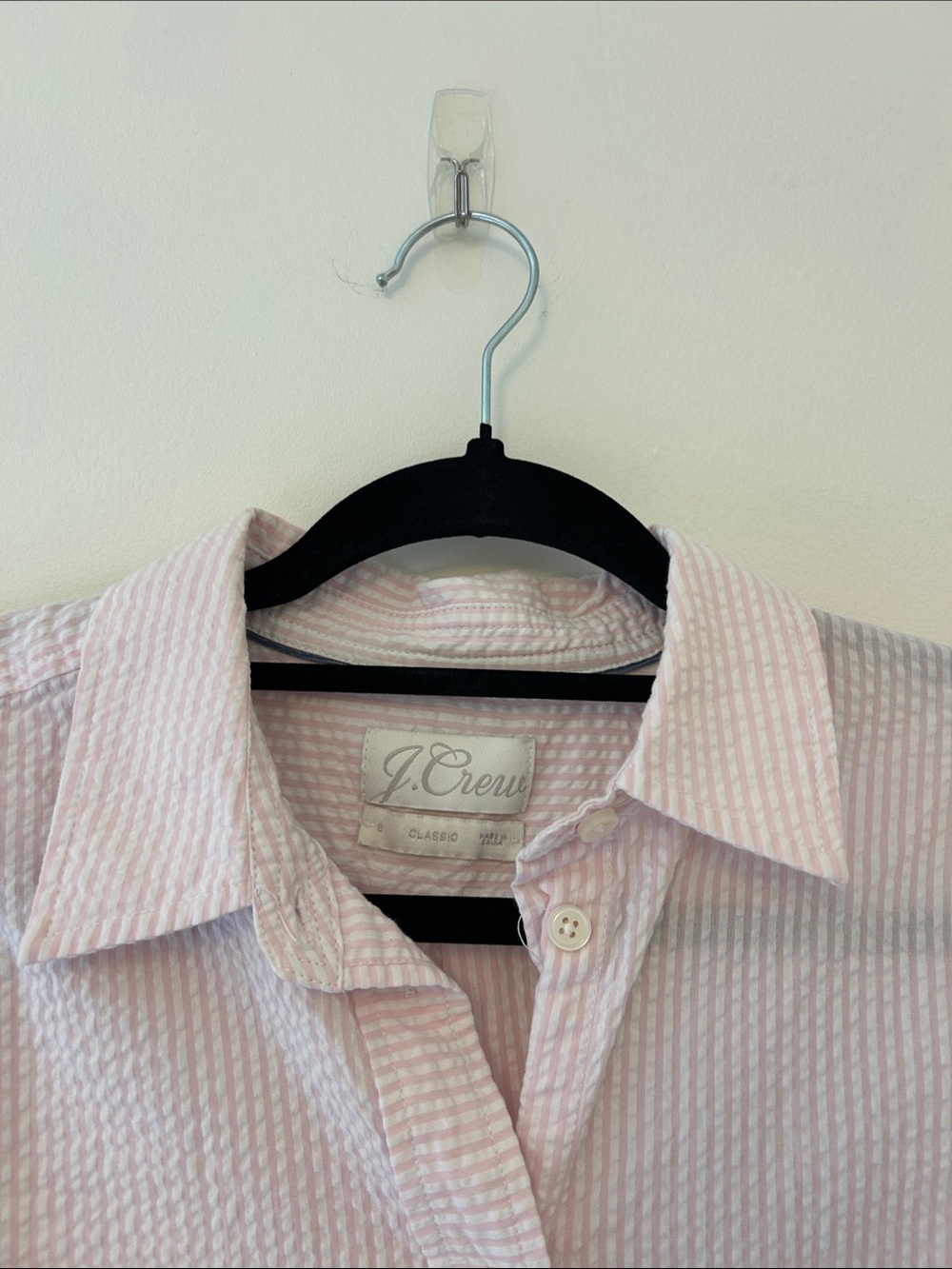 J. Crew Classic Fit Button Down Shirt in Pink and White Seersucker - Picture 3 of 8